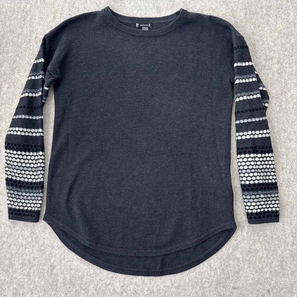 Smartwool Merino Wool Blend Crew Neck Sweater Womens XS Charcoal Gray SW019276